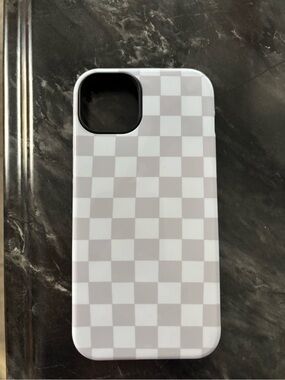 White & Light Gray Checkered Phone Case - iPhone 15 plus of 14 plus